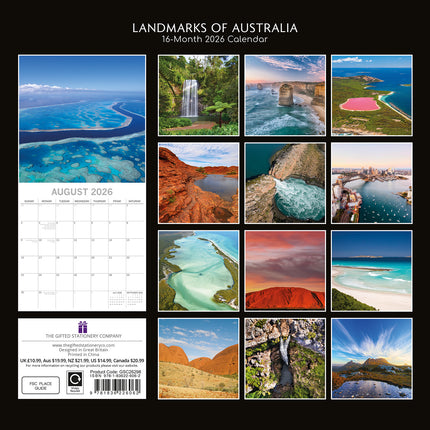Landmarks of Australia 2026 Square Wall Calendar 16 Month World & Travel Planner