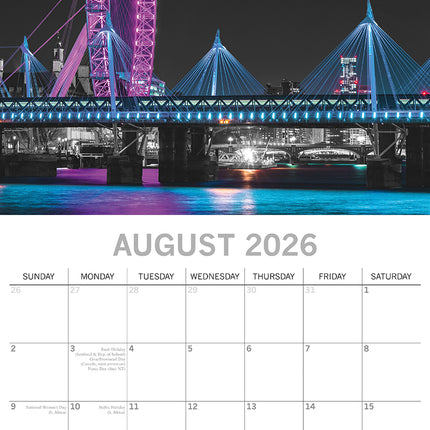 London Limelight 2026 Square Wall Calendar 16 Months World & Travel Planner Gift