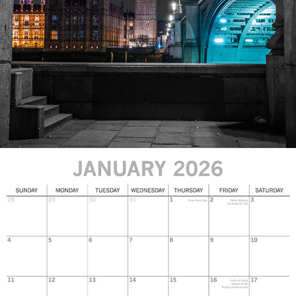 London Limelight 2026 Square Wall Calendar 16 Months World & Travel Planner Gift