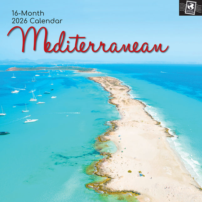 Mediterranean - 2026 Square Wall Calendar 16 Months World & Travel Planner Gift