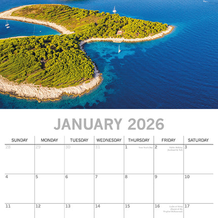 Mediterranean - 2026 Square Wall Calendar 16 Months World & Travel Planner Gift