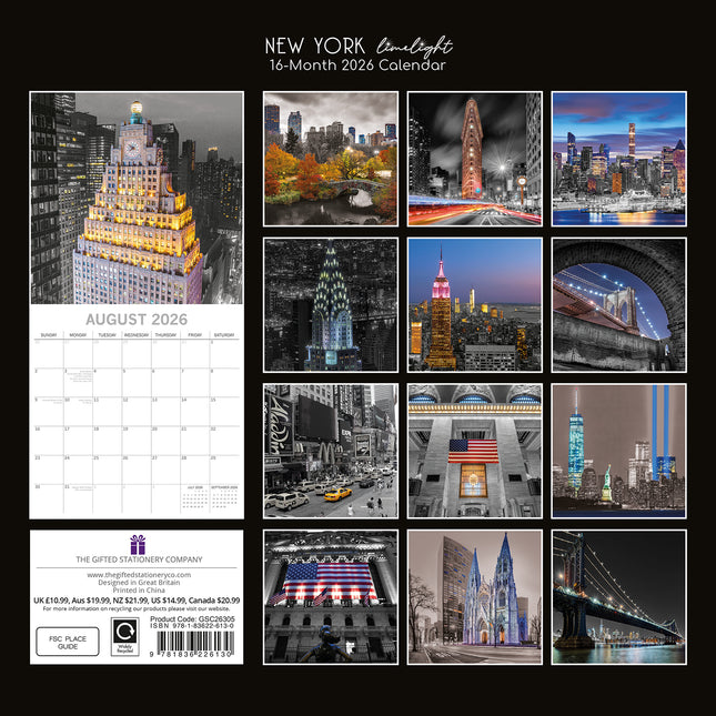 New York Limelight - 2026 Square Wall Calendar 16 Months World & Travel Planner