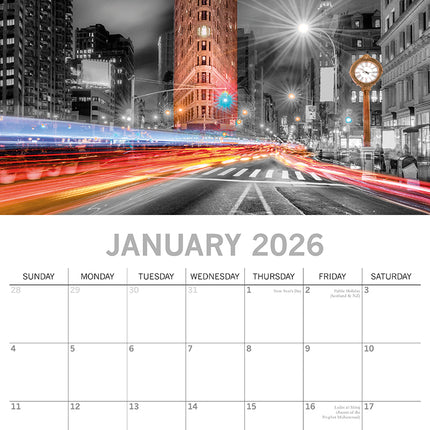 New York Limelight - 2026 Square Wall Calendar 16 Months World & Travel Planner