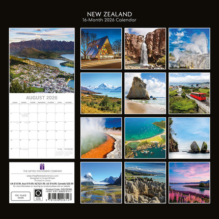 New Zealand - 2026 Square Wall Calendar 16 Months World & Travel Premium Planner