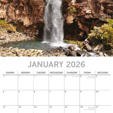 New Zealand - 2026 Square Wall Calendar 16 Months World & Travel Premium Planner