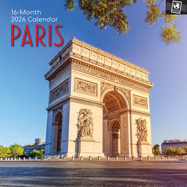 Paris - 2026 Square Wall Calendar 16 Months World & Travel Premium Planner Gift
