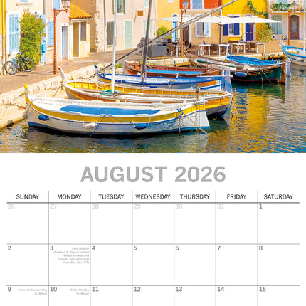 Provence 2026 Square Wall Calendar 16 Months World & Travel Premium Planner Gift