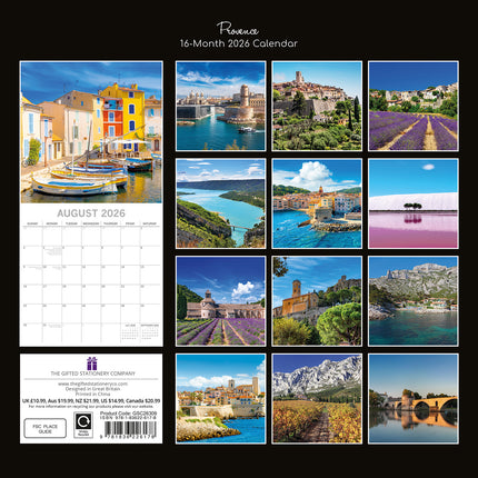 Provence 2026 Square Wall Calendar 16 Months World & Travel Premium Planner Gift
