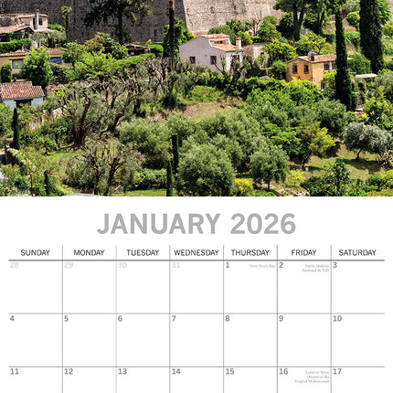 Provence 2026 Square Wall Calendar 16 Months World & Travel Premium Planner Gift