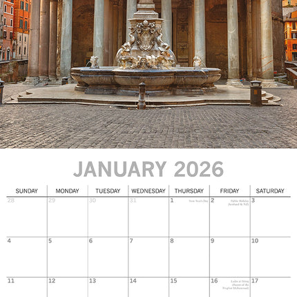 Rome - 2026 Square Wall Calendar 16 Months World & Travel Premium Planner Gift