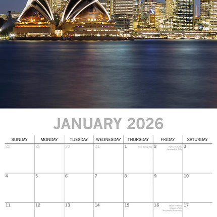 Sydney - 2026 Square Wall Calendar 16 Months World & Travel Premium Planner Gift