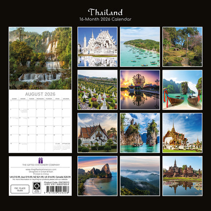Thailand 2026 Square Wall Calendar 16 Months World & Travel Premium Planner Gift