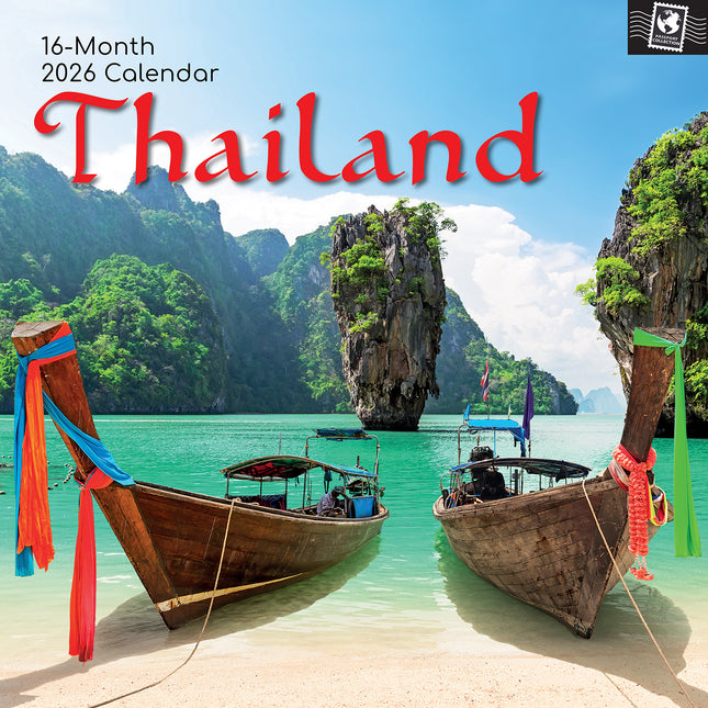 Thailand 2026 Square Wall Calendar 16 Months World & Travel Premium Planner Gift
