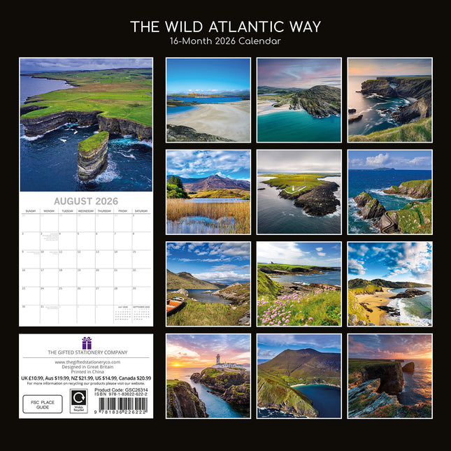 The Wild Atlantic Way 2026 Square Wall Calendar 16 Months World & Travel Planner