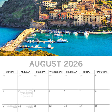 Tuscany - 2026 Square Wall Calendar 16 Month World & Travel Premium Planner Gift