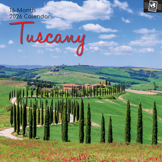 Tuscany - 2026 Square Wall Calendar 16 Month World & Travel Premium Planner Gift
