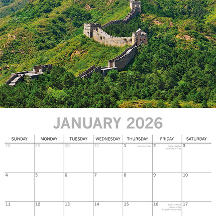 Wonders of the World 2026 Square Wall Calendar 16 Months World & Travel Planner