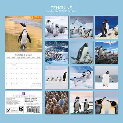 Penguins 2027 Premium Square Wall Calendar back cover