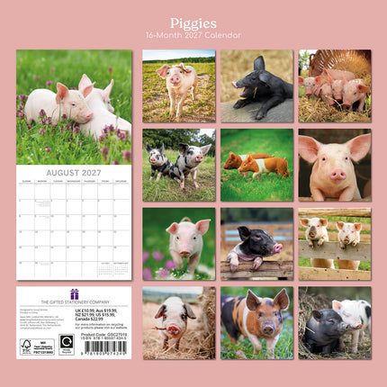 Piggies 2027 Premium Square Wall Calendar back cover