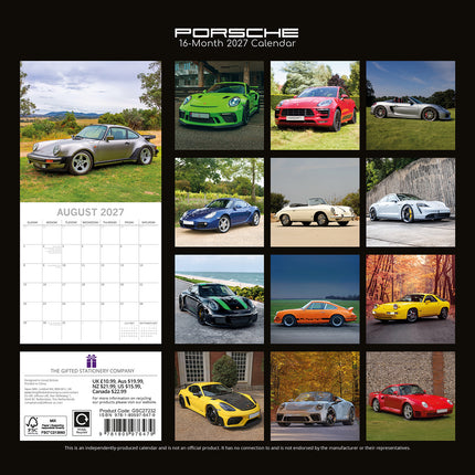 Porsche 2027 Premium Square Wall Calendar back cover