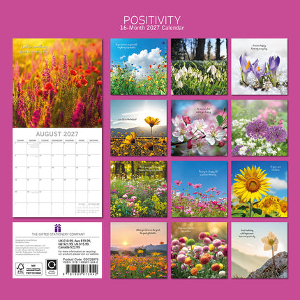 Positivity 2027 Premium Square Wall Calendar back cover