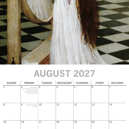Pre-Raphaelites 2027 Premium Square Wall Calendar August sample page