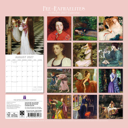 Pre-Raphaelites 2027 Premium Square Wall Calendar back cover