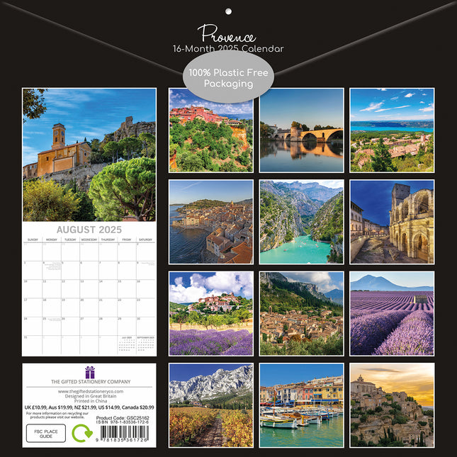 Provence 2025 Square Wall Calendar 16 Months Christmas New Year Premium Planner