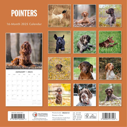 Pointers - 2025 Square Wall Calendar Animals 16 Months Premium New Year Planner