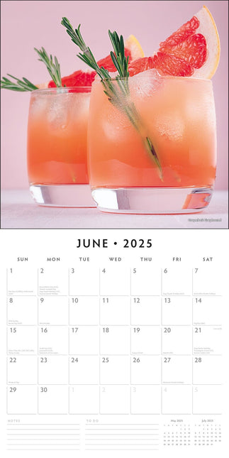 Cocktails 2025 Square Wall Calendar Food & Drink 16 Months Premium Planner Gift