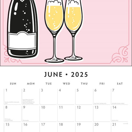 Prosecco Time - 2025 Square Wall Calendar Food & Drink 16 Months Premium Planner