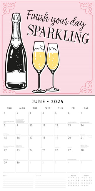 Prosecco Time - 2025 Square Wall Calendar Food & Drink 16 Months Premium Planner