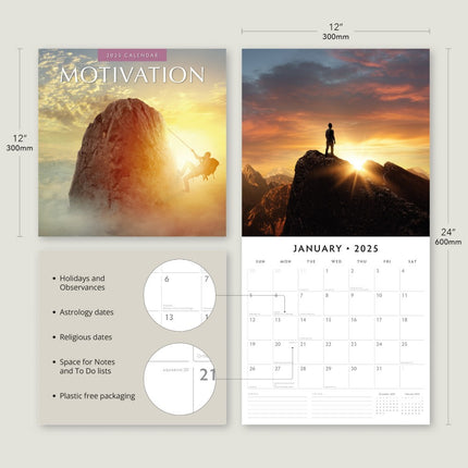 Motivation 2025 Square Wall Calendar Mindfulness 16 Months Premium Planner Gift