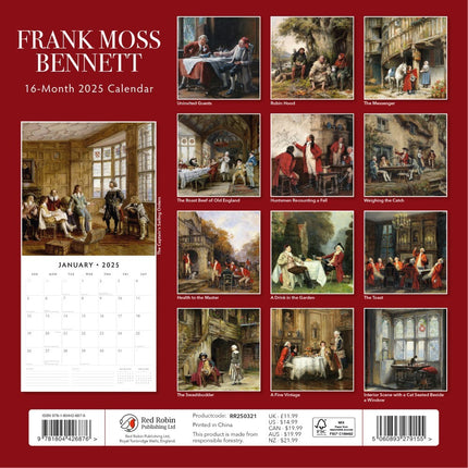 Frank Moss Bennett - 2025 Square Wall Calendar Fine Art 16 Month Premium Planner