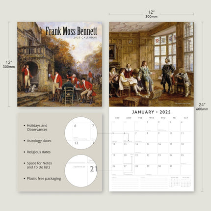 Frank Moss Bennett - 2025 Square Wall Calendar Fine Art 16 Month Premium Planner