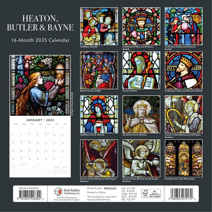 Heaton, Butler & Bayne - 2025 Square Wall Calendar Fine Art 16 Months Planner