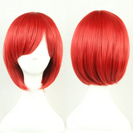 Womens Short 30cm Straight Synthetic BOB Wigs w Side Bangs Cosplay Costume Party - Zmart Australia