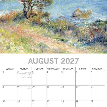 Renoir 2027 Premium Square Wall Calendar August sample page