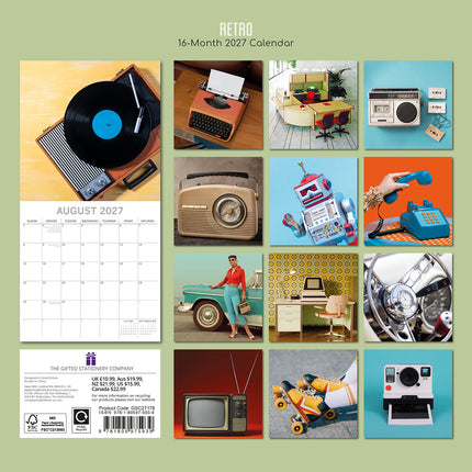Retro 2027 Premium Square Wall Calendar back cover
