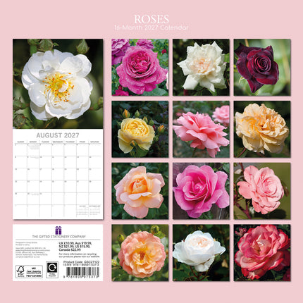 Roses 2027 Premium Square Wall Calendar back cover