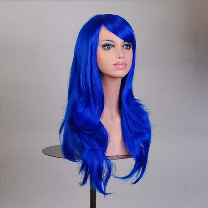 70cm Wavy Curly Sleek Full Hair Lady Wigs w Side Bangs Cosplay Costume Womens - Zmart Australia