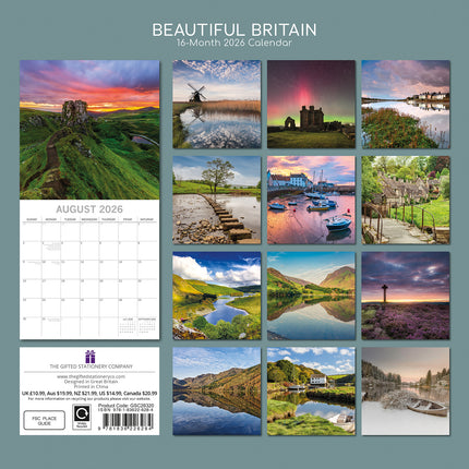 Beautiful Britain - 2026 Square Wall Calendar 16 Months New Year Premium Planner