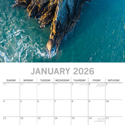 Coastlines of Britain 2026 Square Wall Calendar 16 Months New Year Planner Gift