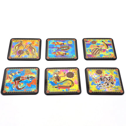 6pcs Australian Souvenirs Wooden Coasters w Gift Box Drink Beer Holder Place Mat - Zmart Australia