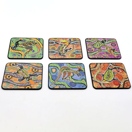 6pcs Australian Souvenirs Wooden Coasters w Gift Box Drink Beer Holder Place Mat - Zmart Australia