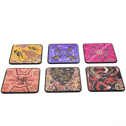 6pcs Australian Souvenirs Wooden Coasters w Gift Box Drink Beer Holder Place Mat - Zmart Australia