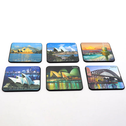 6pcs Australian Souvenirs Wooden Coasters w Gift Box Drink Beer Holder Place Mat - Zmart Australia