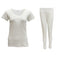 New Women's 2PCS SET Merino Wool Short Sleeve Top Shirt Thermal Leggings Pajamas - Beige