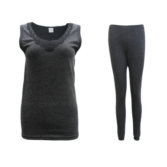 women-mens-2pcs-set-merino-wool-sleeveless-singlet-top-pants-thermal-pajamas-pjs