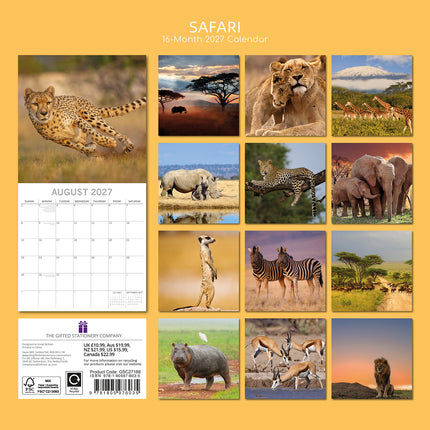 Safari 2027 Premium Square Wall Calendar back cover